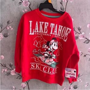 NWOT Disney Red Lake Tahoe Ski Club Kids Sweatshirt